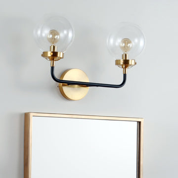 Caleb Brass Vanity Wall Sconce Clear - JONATHAN Y